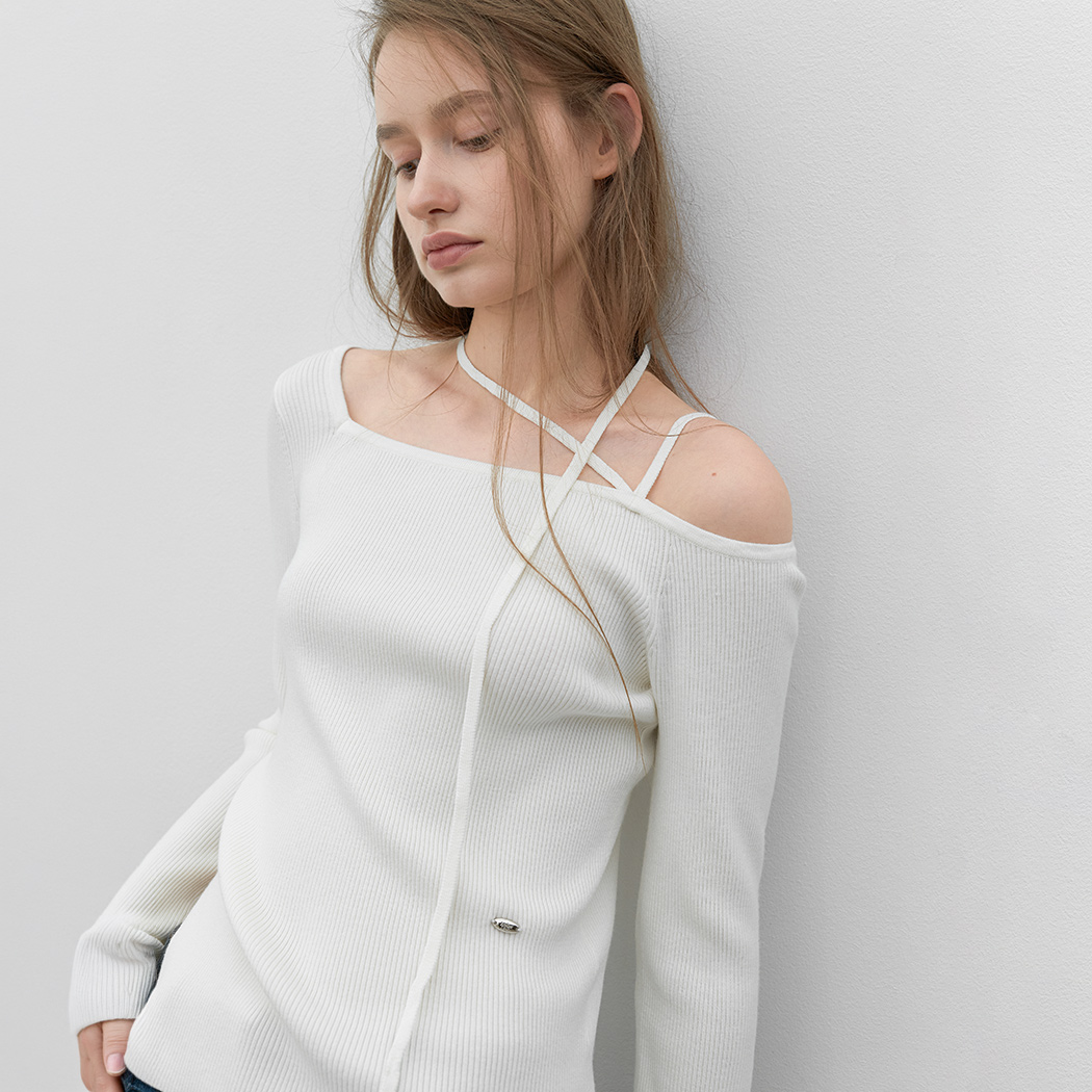 Atelier Nain - (Z-T-7180)ONE OFF SHOULDER STRAP SLIM FIT KNIT